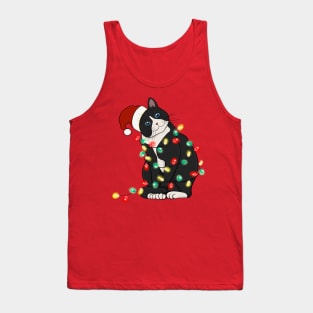 Cat Santa Christmas Lights Tank Top